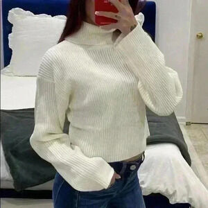 Ivory turtle neck crop